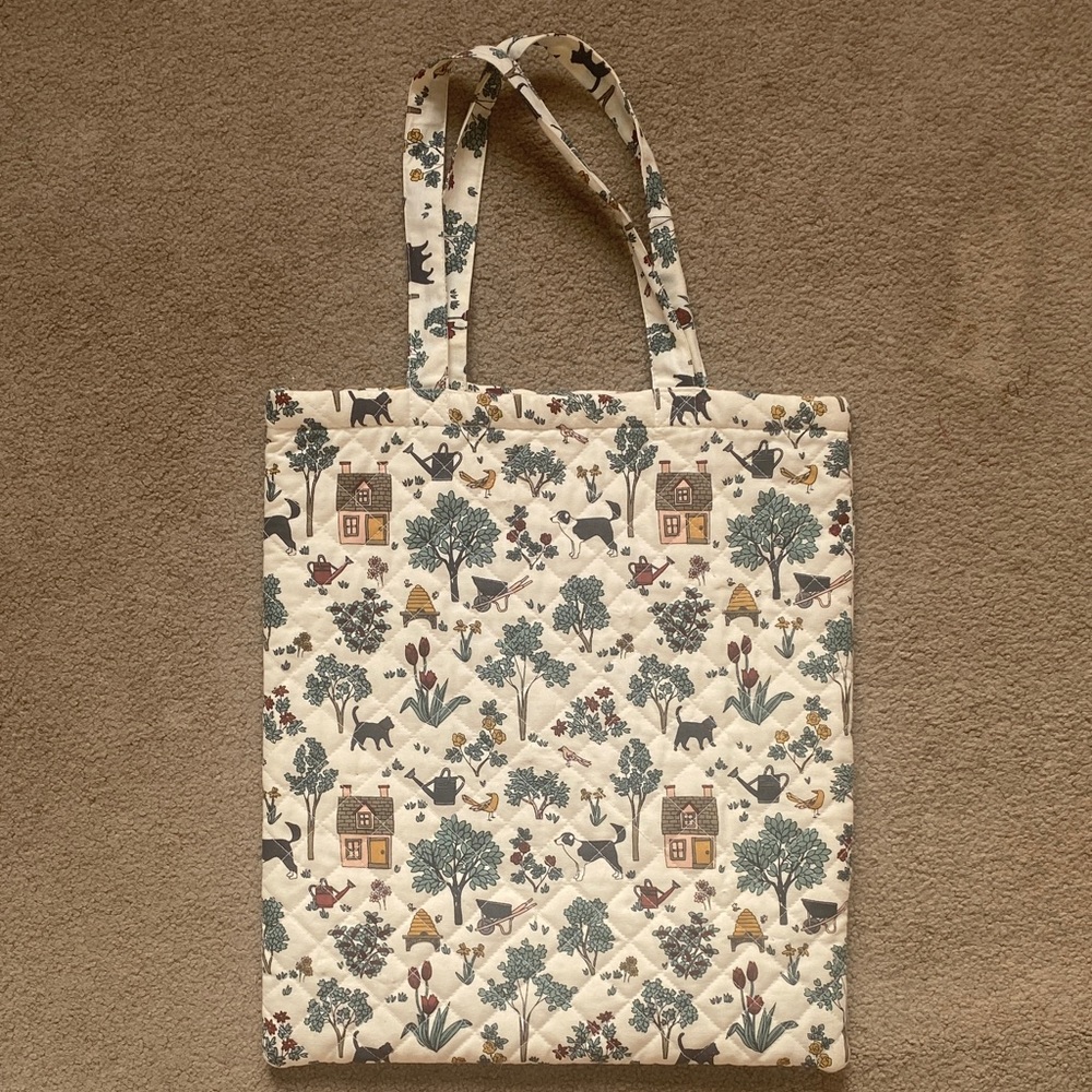 Creative Co-Op Floral Cotton Tote Bag